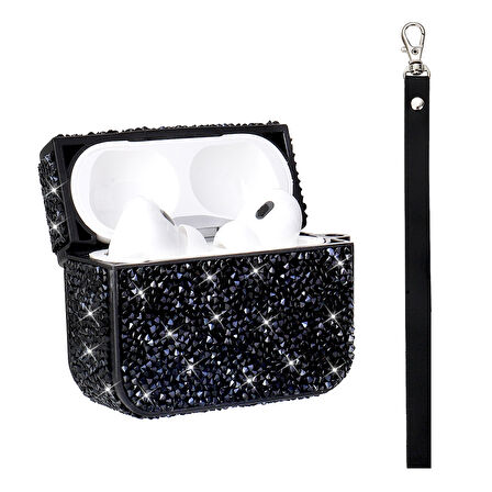 Apple Airpods 3. Nesil ile uyumlu Kılıf Şık Simli Şeffaf Bilek Askı Aparatlı Case 45