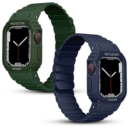 Apple Watch 10/11 42mm-38/40/41mm Kordon Armour Defens Kasa Koruyuculu Silikon Band 142 2/3/4/5/6/se/7/8/9
