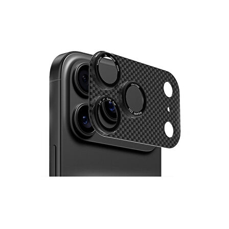 Apple iPhone 17 Pro Max Yansıma Önleyici AR+AF Teknoloji Karbon FULL Kamera Lens Koruyucu CL-21