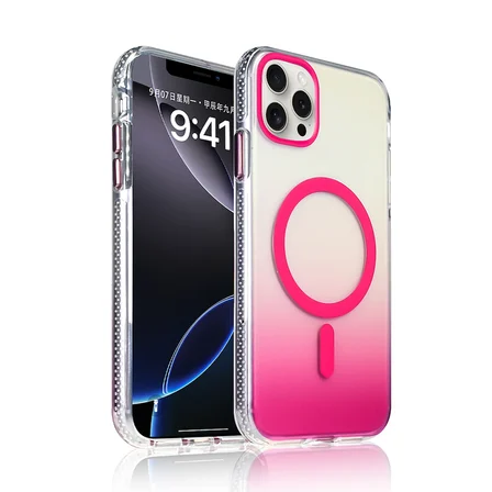 Apple iPhone 15 Pro Max Kılıf Transparan Renk Geçişli M-safe Şarj Özellikli Toros Kapak