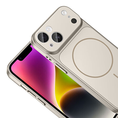 Apple iPhone 15 Kılıf Şarj Özellikli Kamera Lensli 1.8mm İnce Sert Formen Kapak