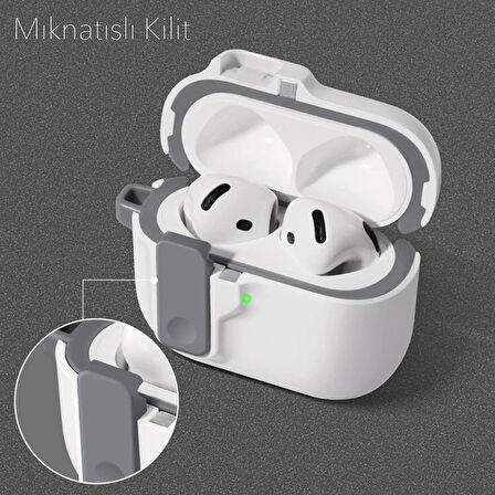Apple Airpods Pro 3. Nesil ile uyumlu Kılıf Standlı Kilitli TPU Premium Matte Trip Case