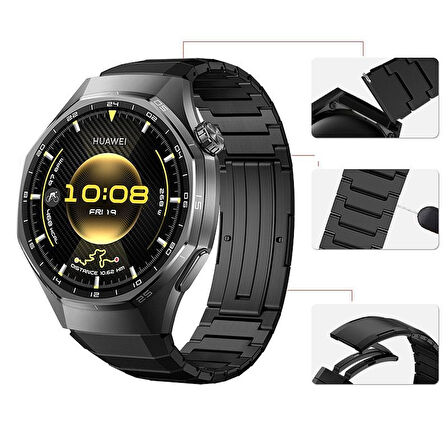 Huawei Watch GT 6/5/4/3/2 Pro 46mm (22MM) Kordon Metal Titanyum Saate Orjinal 1e-1 Uyum+Kısıltma Apratı