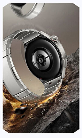 Huawei Watch GT 6/5/4/3/2 Pro 46mm (22MM) Kordon Metal Titanyum Saate Orjinal 1e-1 Uyum+Kısıltma Apratı