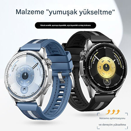 Huawei Watch GT 6/5/4/3/2 Pro 46mm Ultimate SE Elite Kordon Lansman Kumaş Dikişli Silikon 102