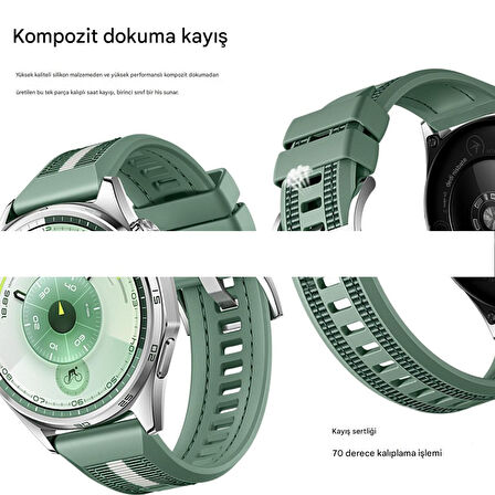 Huawei Watch GT 6/5/4/3/2 Pro 46mm Ultimate SE Elite Kordon Lansman Kumaş Dikişli Silikon 102