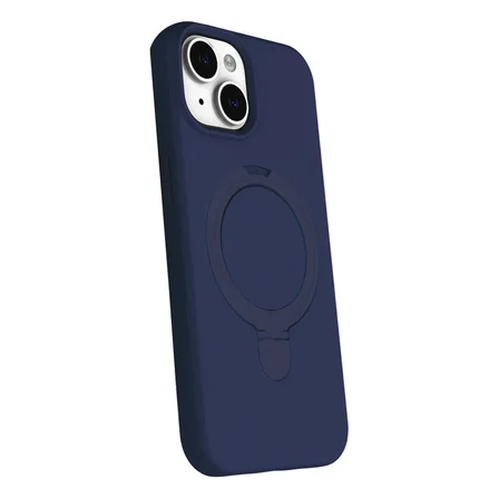 Apple iPhone 15 Plus Kılıf Slikon M-safe Şarj Uyumlu Silikon Standlı Regal Kapak
