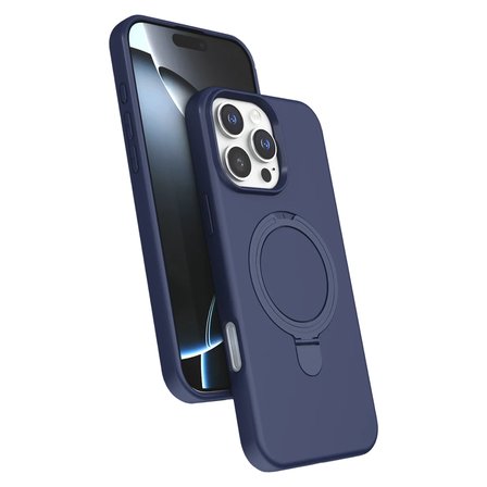 Apple iPhone 16 Pro Max Kılıf Slikon M-safe Şarj Uyumlu Silikon Standlı Regal Kapak