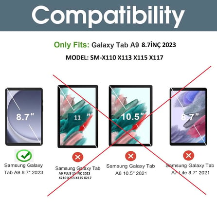 Samsung Galaxy Tab A9 8.7inç Kılıf New PU Deri Smart Standlı Case Uyku Modlu X110 X115 X117
