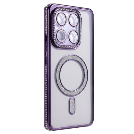 Xiaomi Mi 15T Pro Kılıf M-Safe Şarj Uyumlu Simli Kamera Kenar Taşlı Kapak Joke