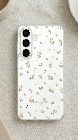 Samsung Galaxy A56 Kılıf Küçük Çiçek Dallar Desenli Parlak Silikon Kapak BS1