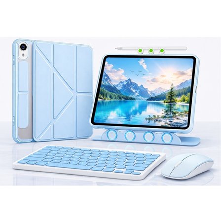 Apple iPad 11.Nesil A16 11inç/10.Nesil 10.9inç Kılıf Multi SkinPro + Klavye + Mouse + Kalem 4lü Set