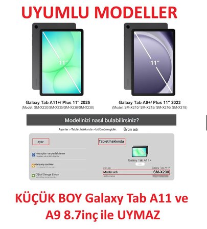 Samsung Galaxy Tab A11 Plus 11inç X230 Kılıf PU Deri Smart Standlı Case Uyku Modlu X235 X236F