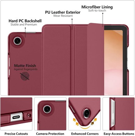 Samsung Galaxy Tab A11 Plus 11inç X230 Kılıf PU Deri Smart Standlı Case Uyku Modlu X235 X236F