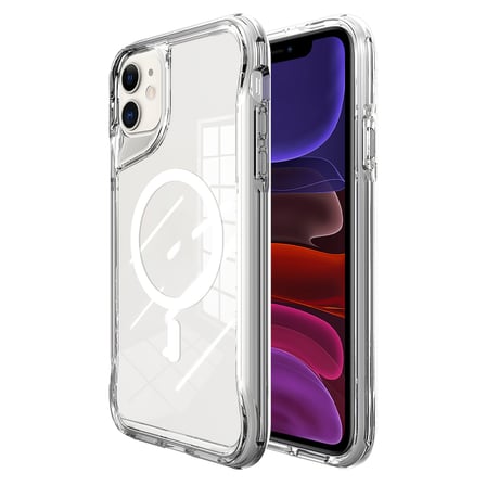 Apple iPhone 11 Kılıf M-safe Şarj Özellikli Sert Şeffaf T-Max Standlı Kapak