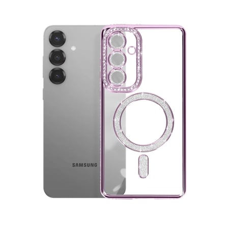 Samsung Galaxy A57 5G Kılıf M-Safe Şarj Uyumlu Simli Kamera Kenar Taşlı Kapak Joke
