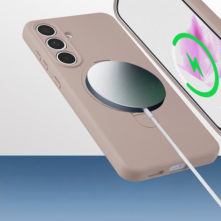 Samsung Galaxy S25 FE Kılıf M-safe Şarj Özellikli Standlı Silikon Samara Kapak