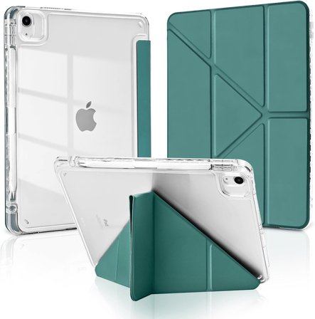 Apple iPad Air 11inç M4/M3/M2 Air 4/5.Nesil 10.9 Kılıf Mika Trifolding Şeffaf Kalem Bölmeli