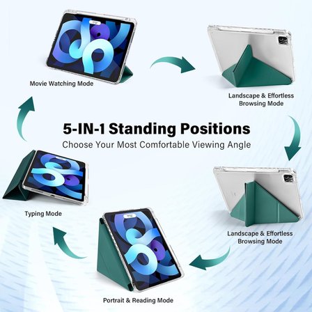 Apple iPad Air 11inç M4/M3/M2 Air 4/5.Nesil 10.9 Kılıf Mika Trifolding Şeffaf Kalem Bölmeli