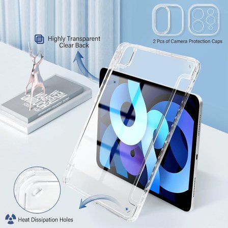Apple iPad Air 11inç M4/M3/M2 Air 4/5.Nesil 10.9 Kılıf Mika Trifolding Şeffaf Kalem Bölmeli