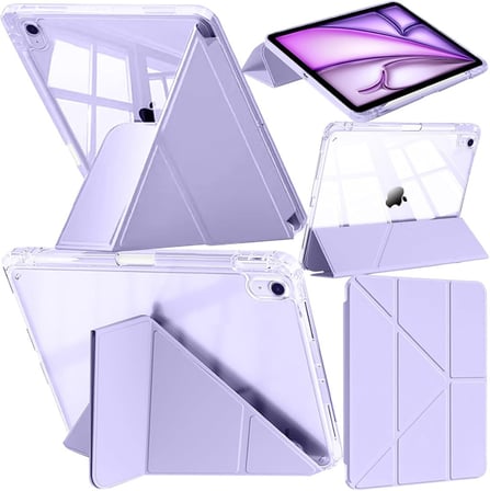 Apple iPad Pro 11 1. 2. 3. 4. Nesil Kılıf Mika Trifolding Arkası Full Şeffaf Kalem Bölmeli 2018-2022