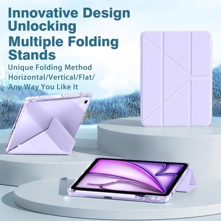 Apple iPad Pro 11 1. 2. 3. 4. Nesil Kılıf Mika Trifolding Arkası Full Şeffaf Kalem Bölmeli 2018-2022
