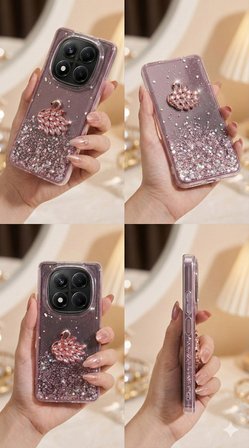 Xiaomi Redmi Note 15 Pro Plus Kılıf Kamera Çıkıntılı Renkli Çiçek Kabartmalı Silikon Kapak BS1
