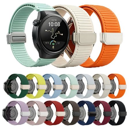 Huawei Watch GT 6/5/4/3/2 Pro 46mm Ultimate SE Elite Kordon Magnetli Çizgili Ayarlanır Silikon Band STR-85
