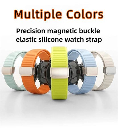 Huawei Watch GT 6/5/4/3/2 Pro 46mm Ultimate SE Elite Kordon Magnetli Çizgili Ayarlanır Silikon Band STR-85