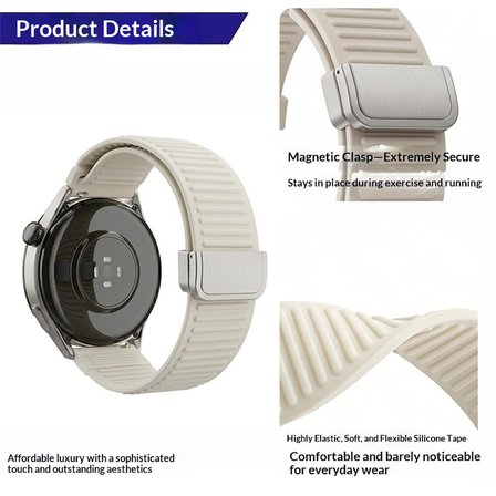 Huawei Watch GT 6/5/4/3/2 Pro 46mm Ultimate SE Elite Kordon Magnetli Çizgili Ayarlanır Silikon Band STR-85