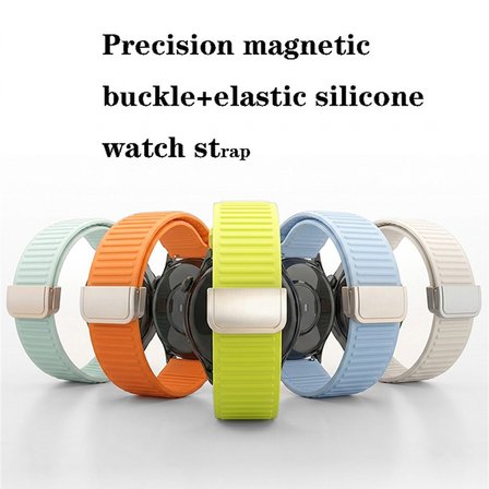 Huawei Watch GT 6/5/4/3/2 Pro 46mm Ultimate SE Elite Kordon Magnetli Çizgili Ayarlanır Silikon Band STR-85