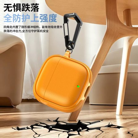 Huawei FreeBuds SE 2 / SE 3 ile Uyumlu Kılıf Deri Dokulu TPU Koruyucu Case Metal Karabinalı Şarj Girişli