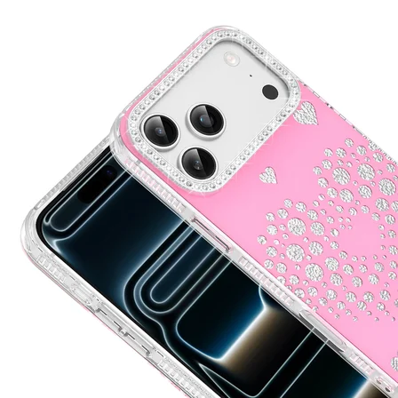 Apple iPhone 18 Pro Max Kılıf Damla Taşlı Işıltılı Rivas Sert PC Kapak