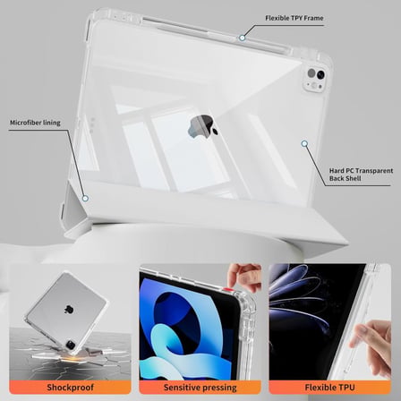 Apple iPad Pro 11 1. 2. 3. 4. Nesil Kılıf Kalem Bölmeli Akrilik Şeffaf Ayrılabilir Case 2018 - 2022