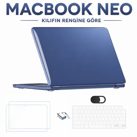 Macbook Neo 13 inç A18 Pro A3404 Kılıf +2adet Ekran Koruyucu +OTG +Klavye Koruyucu