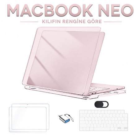 Macbook Neo 13 inç A18 Pro A3404 Kılıf +2adet Ekran Koruyucu +OTG +Klavye Koruyucu
