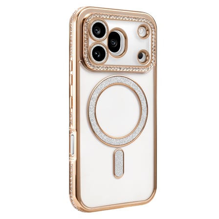 Huawei Honor 600 Pro Kılıf M-Safe Şarj Uyumlu Simli Kamera Kenar Taşlı Kapak Joke