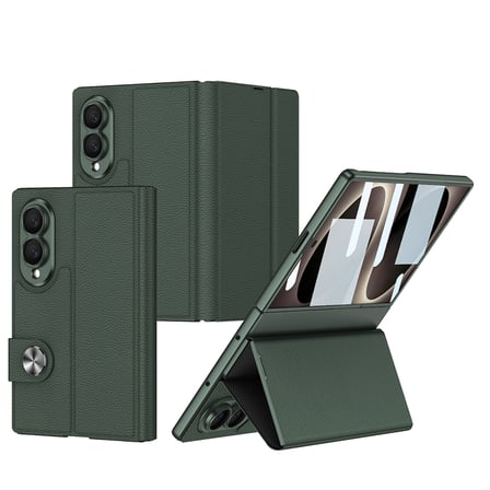Samsung Galaxy Z Fold 8 Kılıf Karbon Fiber Tasarımlı Magnetik Tokalı Kartlıklı Kıpta Zegna Kapak
