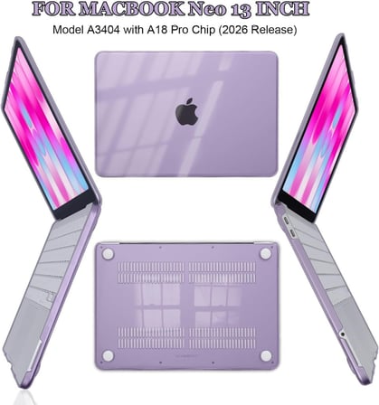 Macbook Neo 13 inç A18 Pro A3404 Kılıf Kristal Ön Arka Şeffaf Kapak