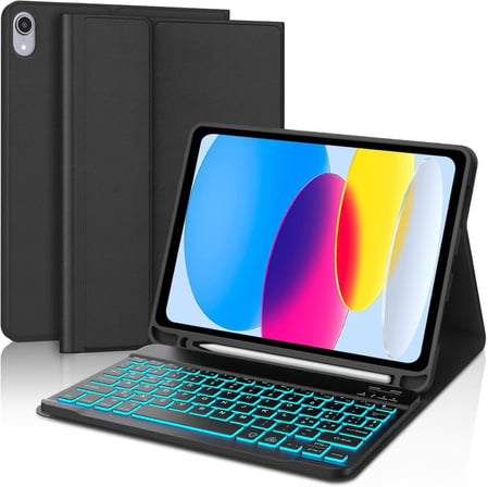 Apple iPad 11.Nesil A16 11inç/10.Nesil 10.9inç Kılıf Kablosuz Klavyeli Case Mobax Işıklı Aydınlatmalı Türkçe Klavye