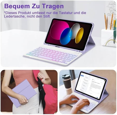 Apple iPad 11.Nesil A16 11inç/10.Nesil 10.9inç Kılıf Kablosuz Klavyeli Case Mobax Işıklı Aydınlatmalı Türkçe Klavye