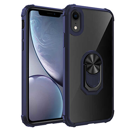Apple iPhone XR 6.1 Kılıf Şeffaf Sararmaz Yüzüklü Mola Kapak