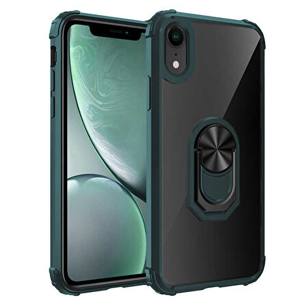 Apple iPhone XR 6.1 Kılıf Şeffaf Sararmaz Yüzüklü Mola Kapak