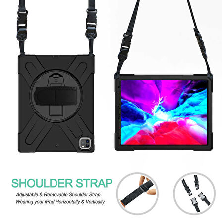 Apple iPad Pro 12.9 4. Nesil 2020 Kılıf Defender Askılı Zırhlı Tank Case A2229 A2069 A2232 A2233