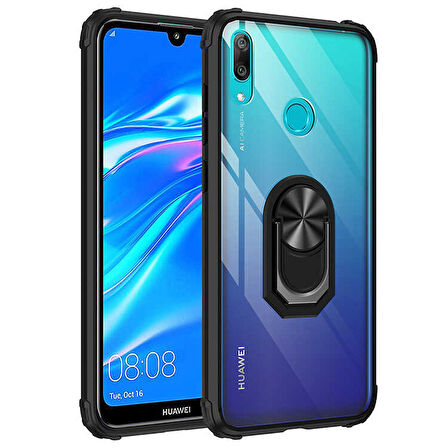Huawei Y7 Prime 2019 Kılıf Şeffaf Sararmaz Yüzüklü Mola Kapak