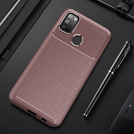 Samsung Galaxy M21 Kılıf Karbon Silikon Case