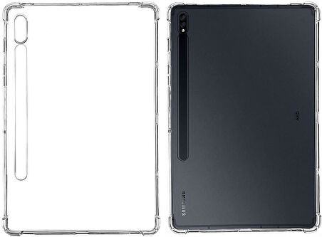 Samsung Galaxy Tab S7 Plus T970 T975 T979 Kılıf Darbelere Dayanıklı Şeffaf Kapak