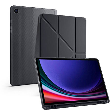 Samsung Galaxy Tab S6 Lite 2024 P620 P610 Kılıf Kalem Bölmeli Trifolding Case 13-15-17