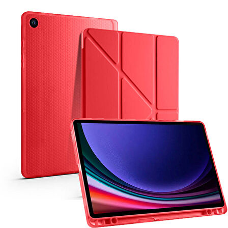 Samsung Galaxy Tab S6 Lite 2024 P620 P610 Kılıf Kalem Bölmeli Trifolding Case 13-15-17
