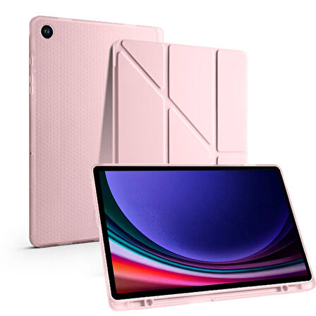 Samsung Galaxy Tab S6 Lite 2024 P620 P610 Kılıf Kalem Bölmeli Trifolding Case 13-15-17